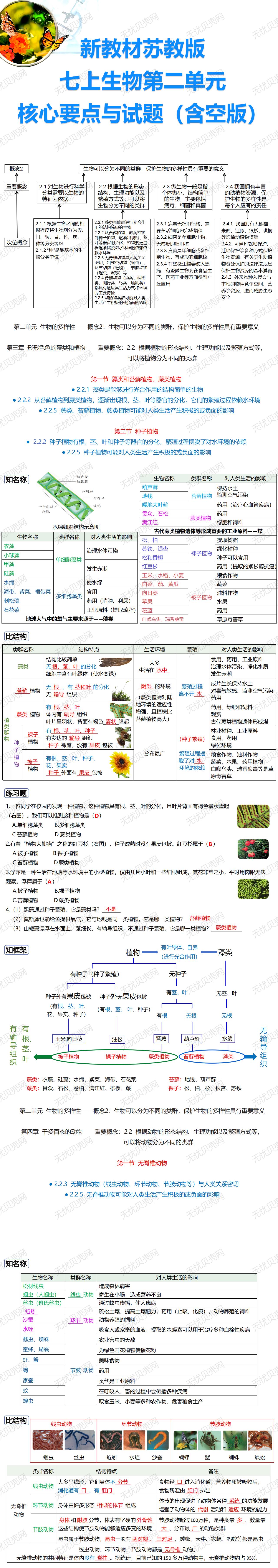 新教材苏教版七上生物第二单元核心要点与试题_01.jpg