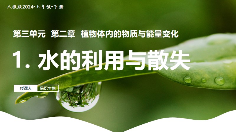 易识生物|人教版新版七下课件|3.2.1 水的利用与散失